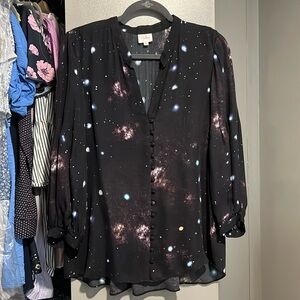 Parker Galaxy Print Silk Blouse